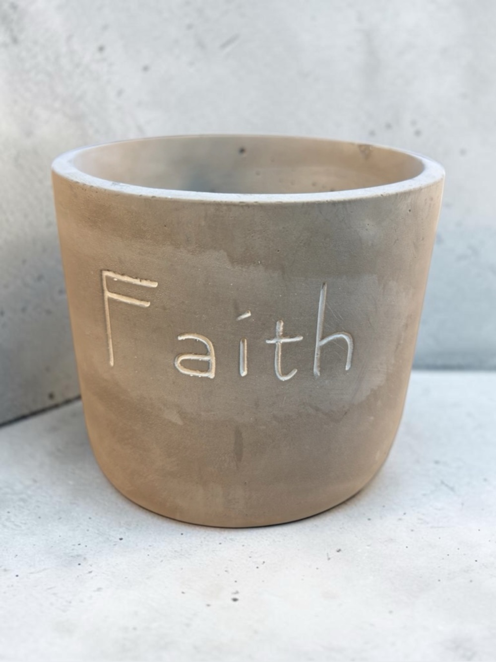 6” Cement Planter “Faith” – Modern Minimalist Heavy Pot